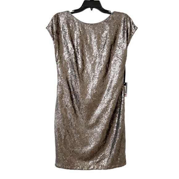 NWT! Vera Wang Cowl Back Sequin Sheath Dress Pewter [SZ‎ 12 ] - Picture 6 of 6